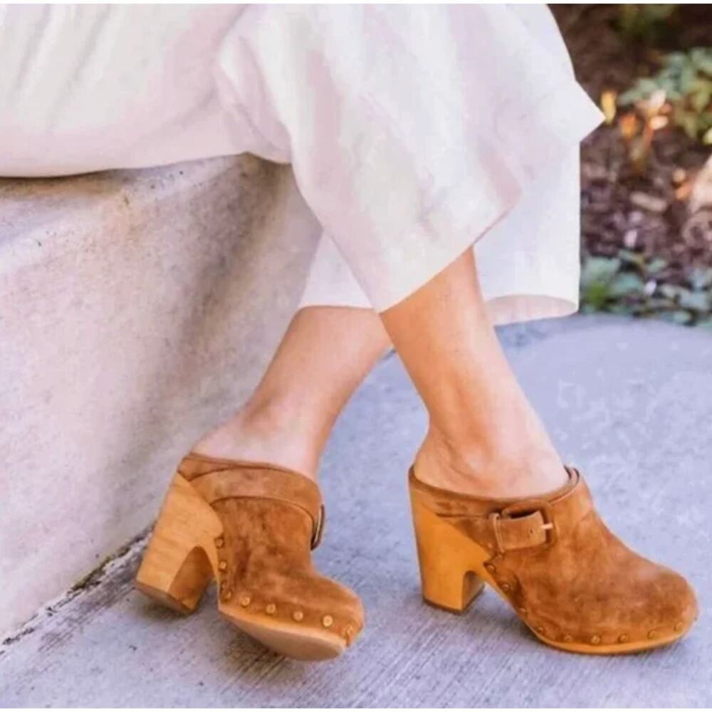 Veronica Beard Dacey Tan Suede Mule Clogs - Picture 12 of 12